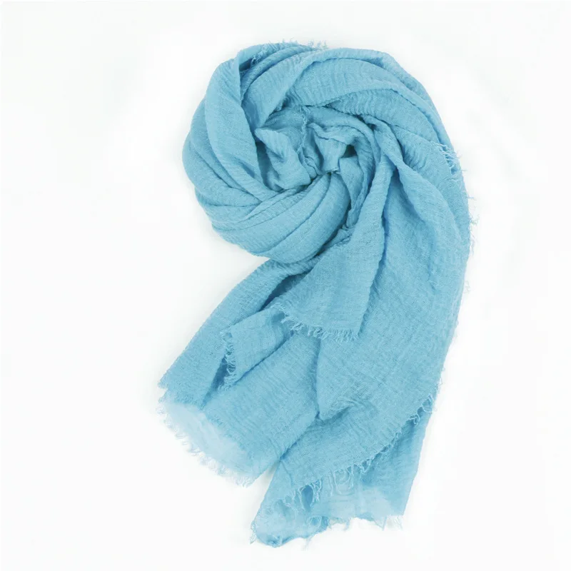 Trendy Muslim Instant Scarf shawl and wrap Cotton Crinkled Hijab Solid Lightweight Islam foulard Turban For Women Headscarf