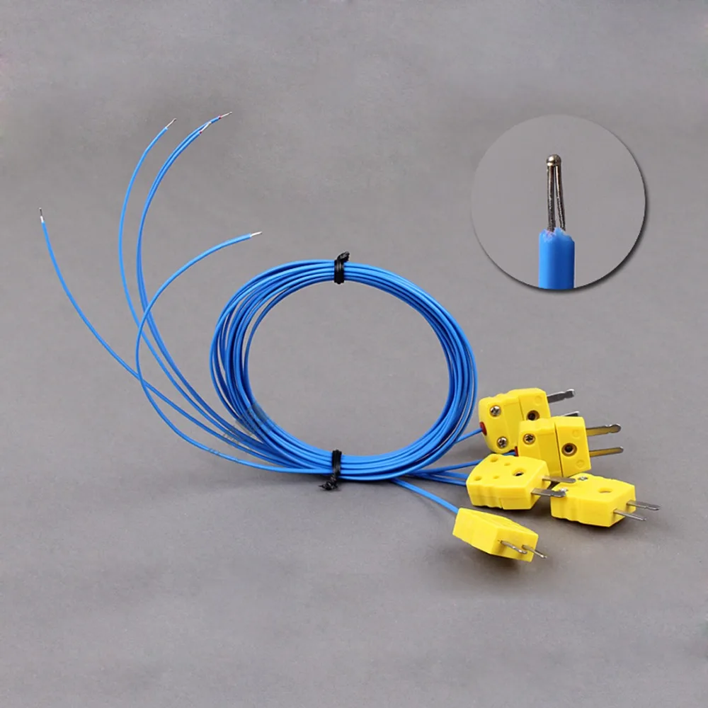 1pc Universal thermocouple wire K series temperature testing wire yellow plug heat resistant 220C temperature wire 1m