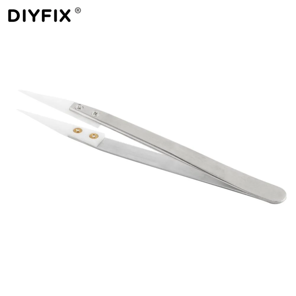 DIYFIX Ceramic Tweezers Anti-static Heat Resistant Insulated Pointed Tip Pliers Electronic Cigarette Resistance Wire DIY Tools