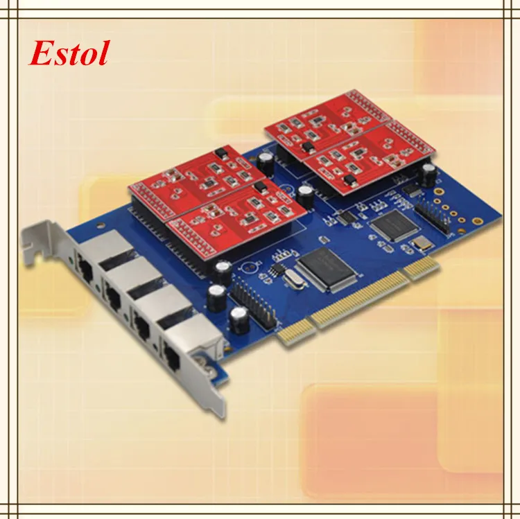 Wholesale TDM410P Asterisk PCI card FXS/FXO port analog voice telephony card Asterisk/Trixbox/Elastix/Freeswitch IP PBX 4FXS/FXO