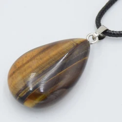 24 x43mm Natural Amethysts Tiger Eye Stone Pendants Water Drop Shape Crystal Agates Necklace Pendant Fashion Women Reiki Jewelry