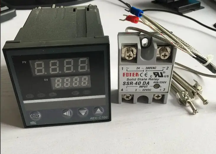 

Двойной цифровой ПИД-контроллер температуры RKC REX-C700, REX-C700FK02-V * AN + 1 м, термопара K + SSR40DA