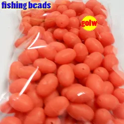 2022 fihsing plastic luminous fishing beads glow in the dark 2*3 3*4----12*16mm more size choose color is orange red