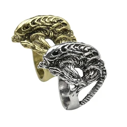 Hot AVP Alien and Predator Punk Ring Alien Warrior Rings Cool Jewelry Animal Skull Biker Ring For Men Women