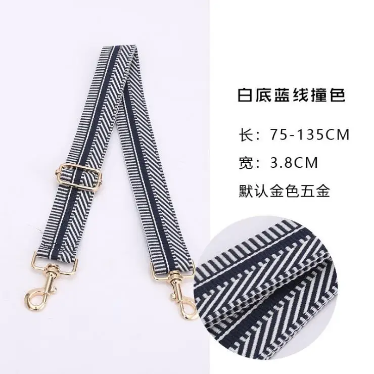 

Nylon Belt Bags Strap Accessories for Women Stripe Adjustable Shoulder Hanger Handbag Straps Decorative Handle Ornament Blue