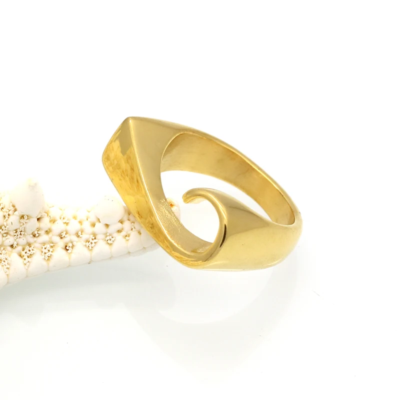Gold Color Stainless Steel Simple OL Female Ring New Arrivals Fashion anillos Moon Hook Jewelry Ring For Women Finger Rings