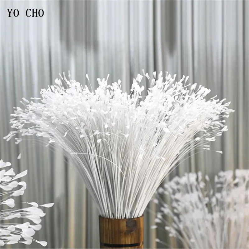 Yo Cho 80/90/115Cm Mooie Flore Bruiloft Scene Decoratie Kunstmatige Zijde Bloem Nieuwe Home Decor Wit bloem Pauw Gras Riet