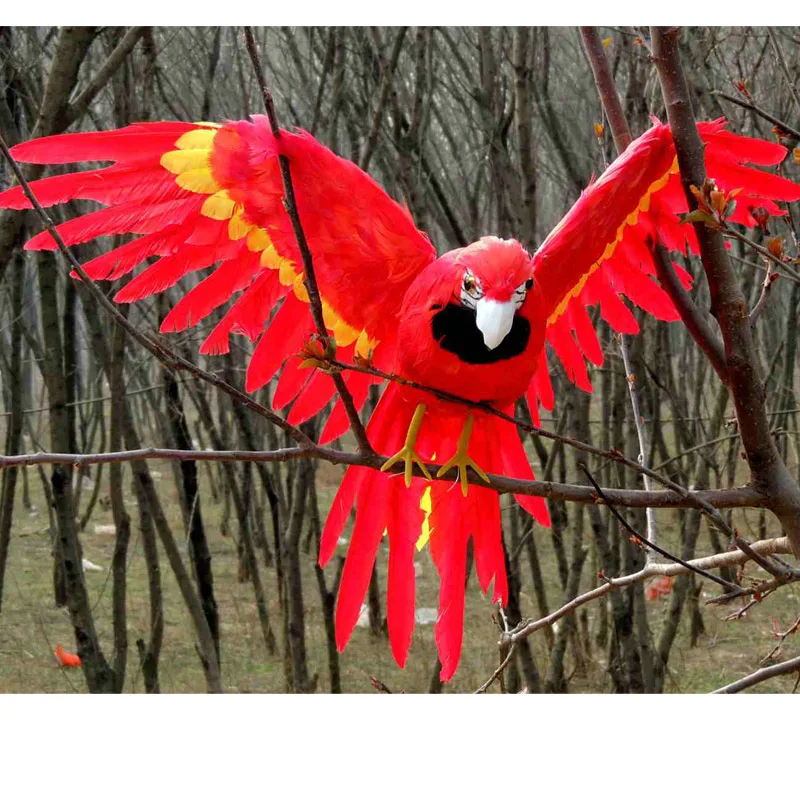 large 45x60cm red coloured parrot model polyethylene & feathers spreading wings parrot handicraft,garden decoration gift A0680