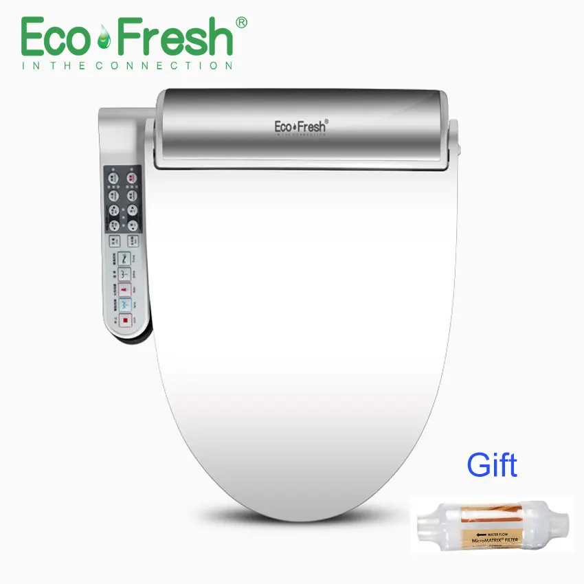 Ecofresh v Forma Inteligente Assento do Toalete Bidé Elétrico Inteligente Aquecida Tampa de Assento do Toalete Iluminação Led Massagem Cuidados para a Criança Mulher