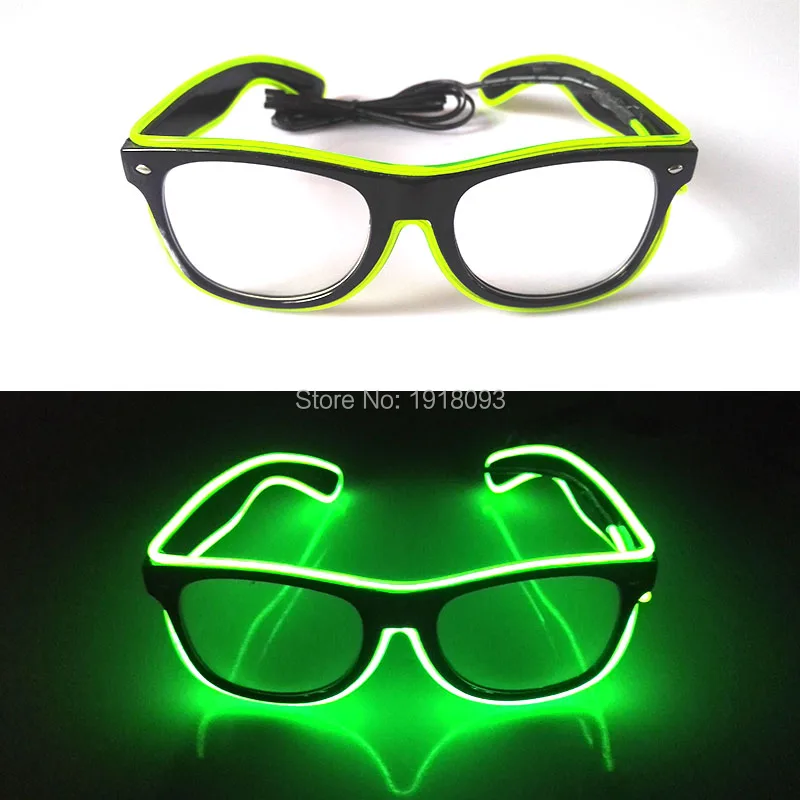 

Fashion Holiday Lighting Decoration 5pieces EL Wire Glowing Glasses 10 Colors Select with DC-3V Steady on Inverter