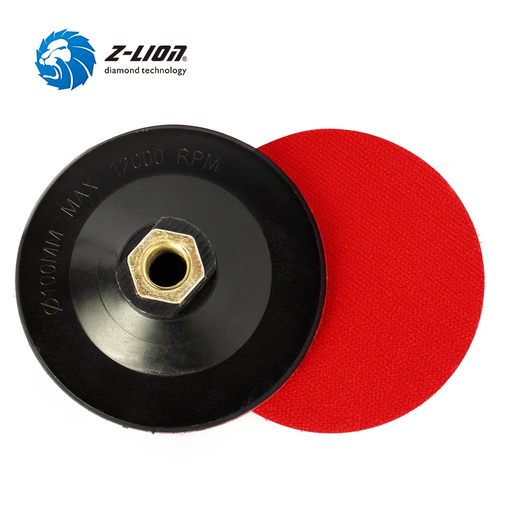 Z-LION 2 pcs 4 Inch Plastic Backer Pad M14 Thread Backing Pad With Hook & Loop Abrasive Tool Diamond Polishing Pads Holder