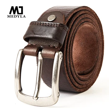 Medyla Mannen Belt Top Layer Leather Casual Riemen Vintage Handgemaakte Ontwerp Pin Gesp Echt Lederen Riemen Mannelijke Tailleband MD619