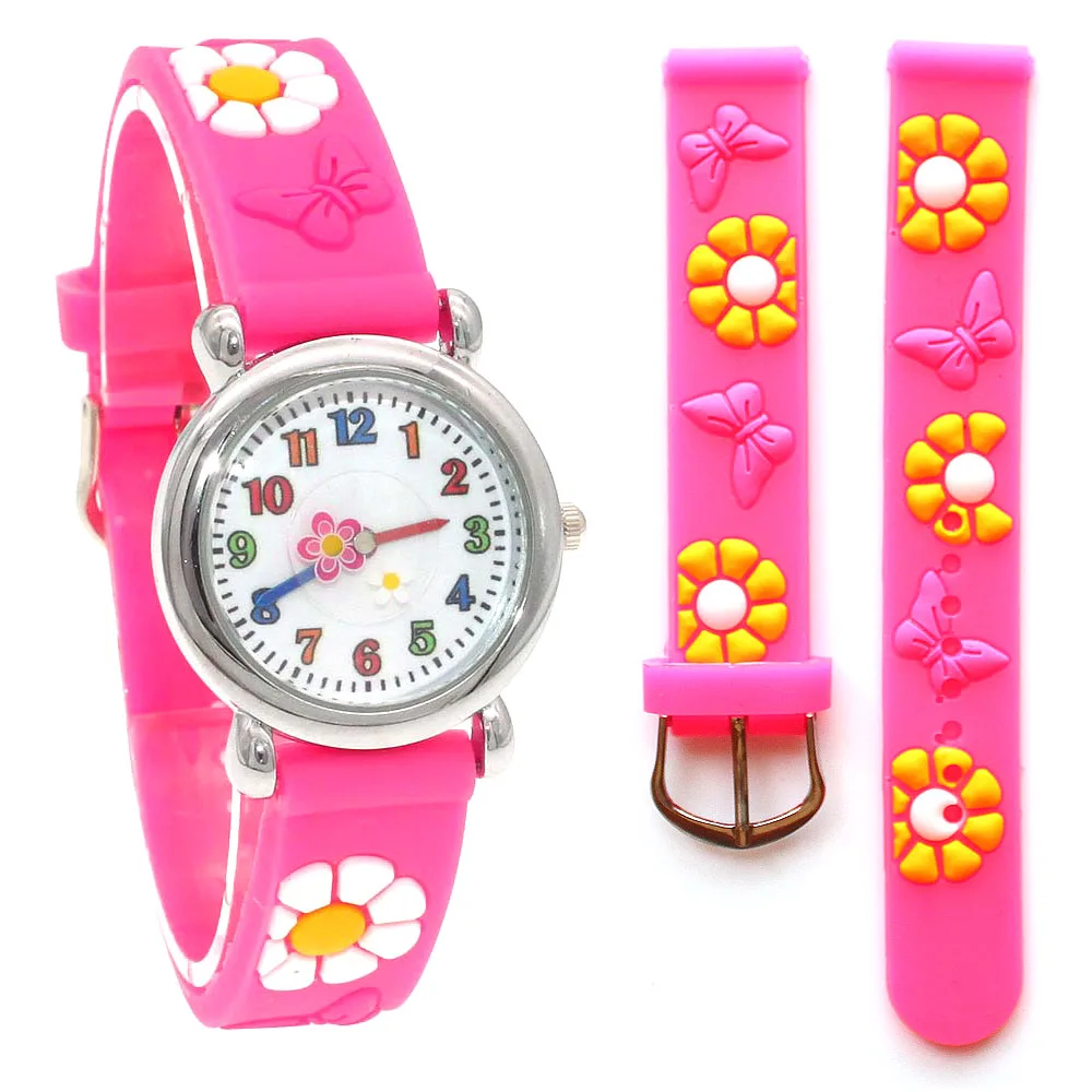 Nette Schöne schmetterling Cartoon kinder uhr mädchen Gummi kinder uhren jungen Silikon Quarz Armbanduhr Marke A24 Mädchen Geschenk