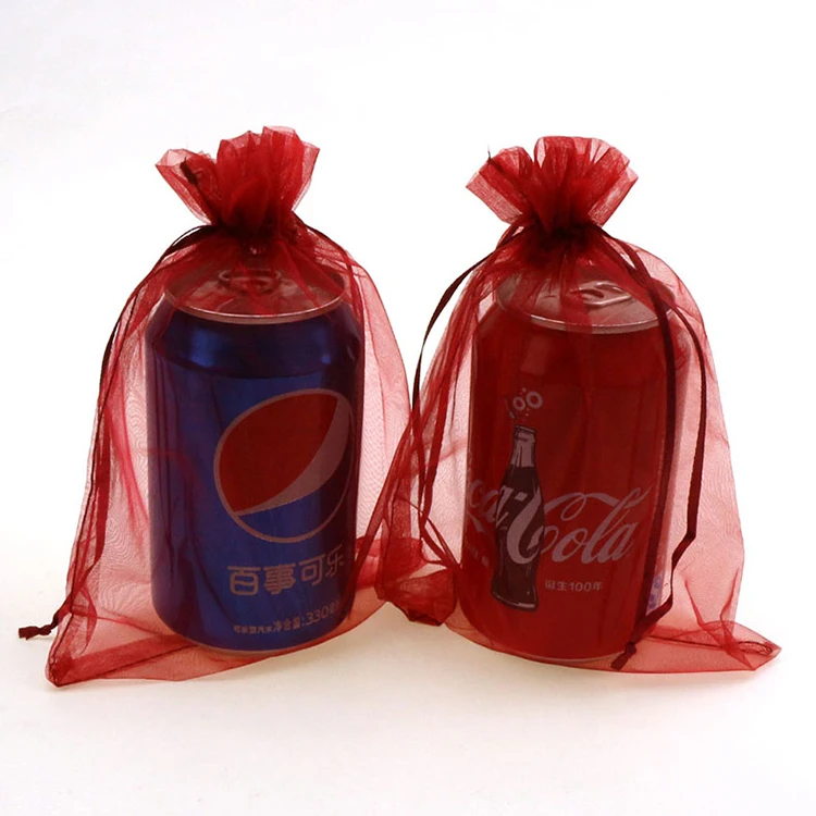 Deep Red Organza Jewelry Gift Bags Cheap Organza Pouches Promotional Gifts Customized Logo Bags 15x20cm 100pcs/lot Wholesale