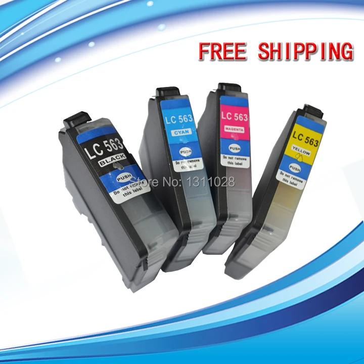 INK WAY 6 PCS LC563 BK LC563 C  LC563 M LC563 Y compatible printer ink cartridges WITH CHIP for MFC-J2310   MFC-J2510