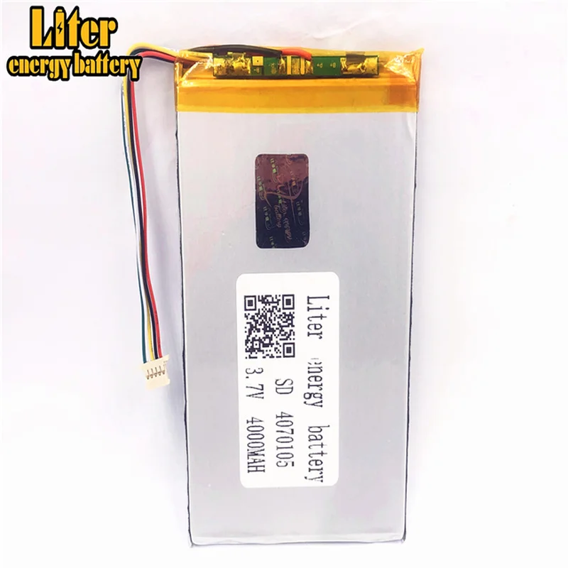 1.0MM 5pin connector 4070105 Wholesale price 3.7v 4000mah lipo battery in rechargeable Batteries Tablet PC