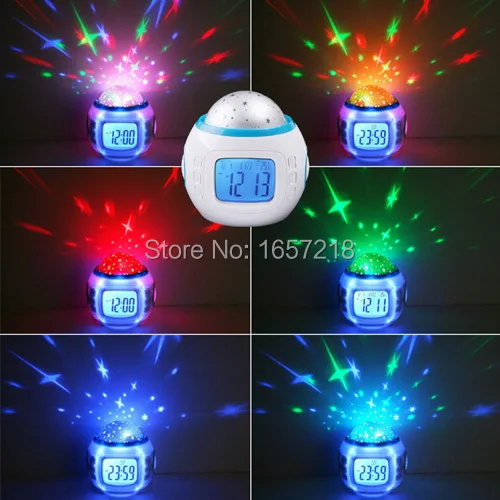 Music Starry Star Sky Digital Led Projection Projector Alarm nightligh Calendar Thermometer best gift, freeshipping,dropshipping