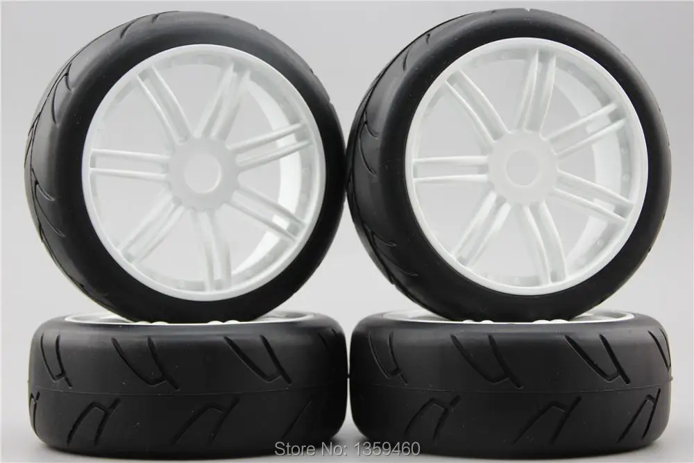 4pcs 1/8 Buggy Tire(Ninjia) On Road Tyre 15% Reinforced Nylon Wheel (White)fits for 1/8 Buggy GT XO-1 1/8 Tire 22022+26002