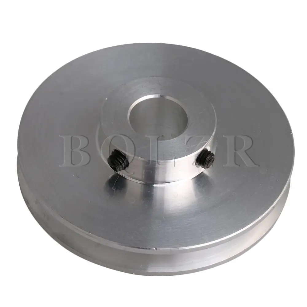 BQLZR 58x16x12MM Silver Aluminum Alloy Single Groove 12MM Fixed Hole Pulley for Motor Shaft 3-5MM PU Round Belt