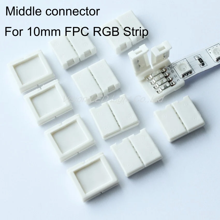 High quality! 50pcs a lot, led strips connector for 10mm FPC LED RGB Strip Light with 15cm wire.