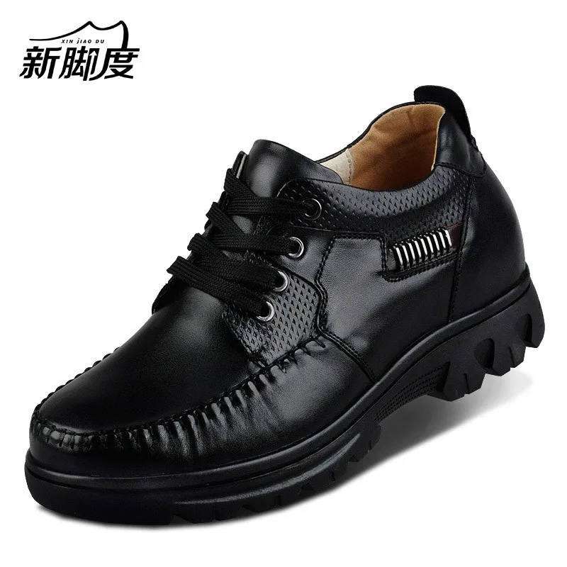 Brand New 100% Genuine Leather Elevator Shoes with Hidden Insole Inserts Taller 7 cm Height Increasing Business Shoes