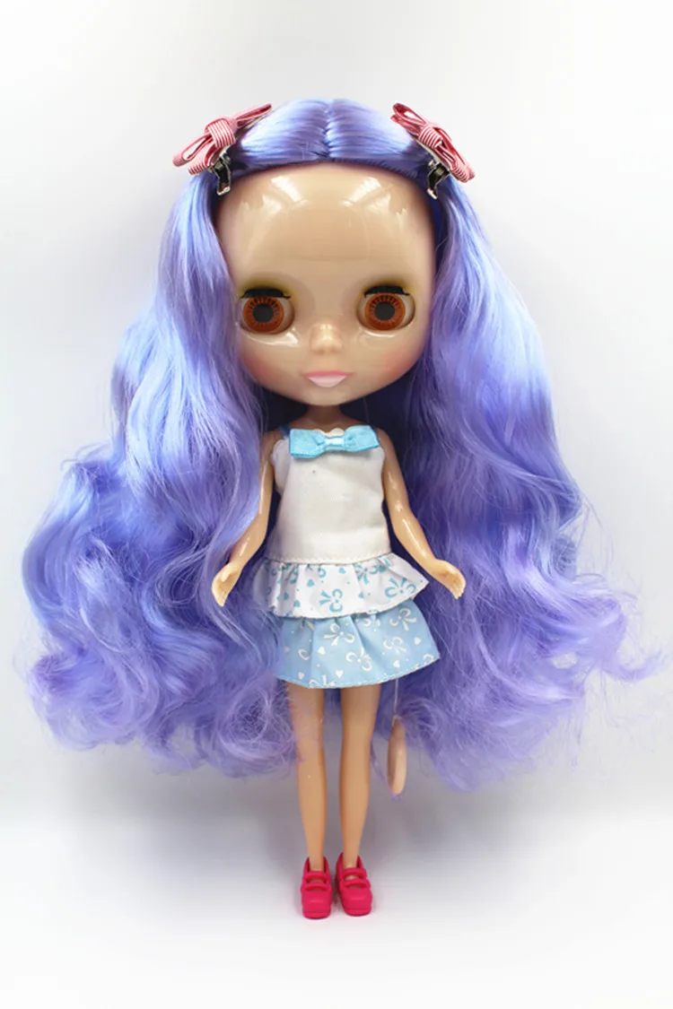 Blygirl Doll Violet curly hair 30CM Doll 1/6 Blyth Doll body Fashion Can refit makeup Fashion doll White skin