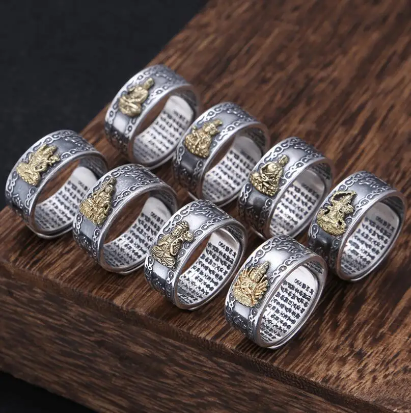 NEW! Vintage 925 Silver Buddha Rings Thai Sterling Silver Buddha Rings for People boin in the Chinese Zodiac years Buddha Ring