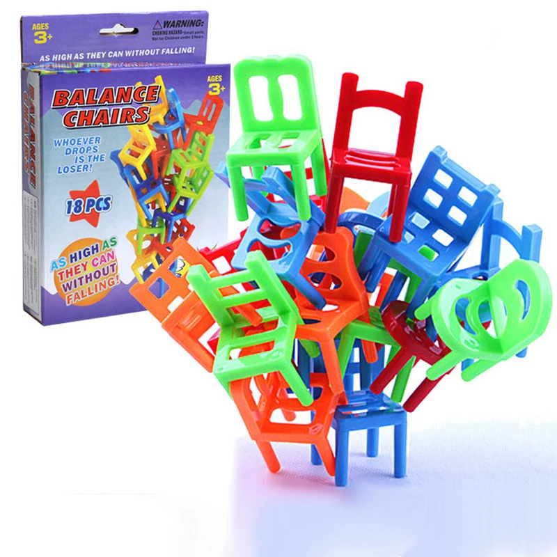 18 Stks/set Mini Stapelen Stoelen Game Plastic Blok Balance Toy Ouder Kids Grappige Interactieve Uitdaging Spel Baby Educatief Speelgoed