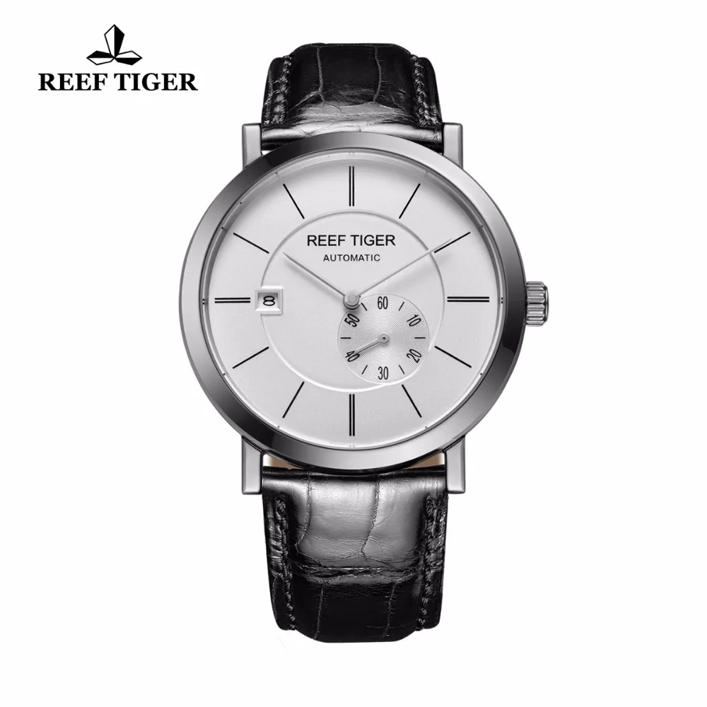 Reef Tiger/RT Business Automatic Watches for Men Ultra Thin Stainless Steel Watch with Date Waterproof Watch RGA161