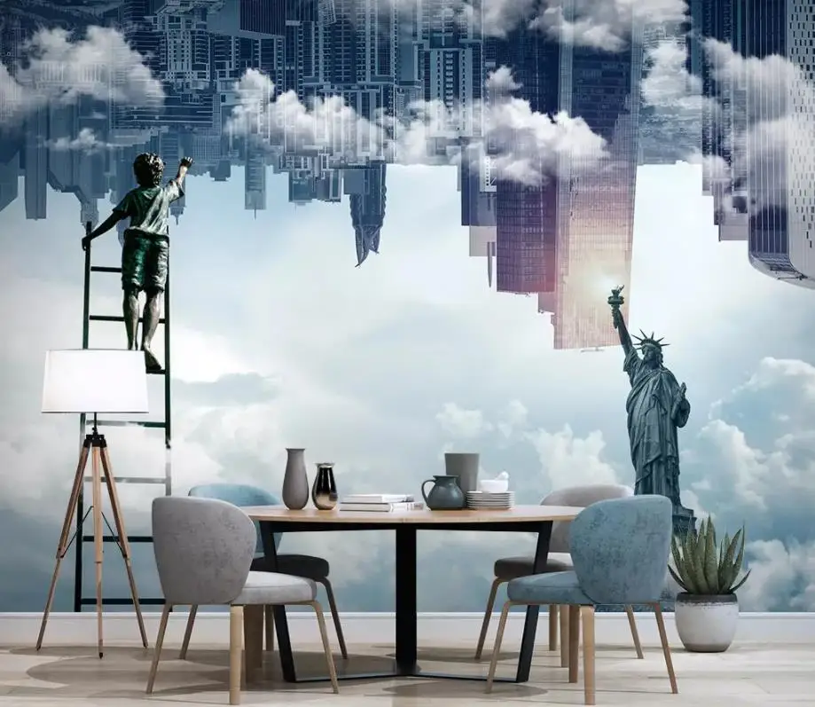 

3d wallpaper TV Background City cloud Wallpapers 3D Wall Living Room Wallpaper Mural Bedroom Decorative wall paper