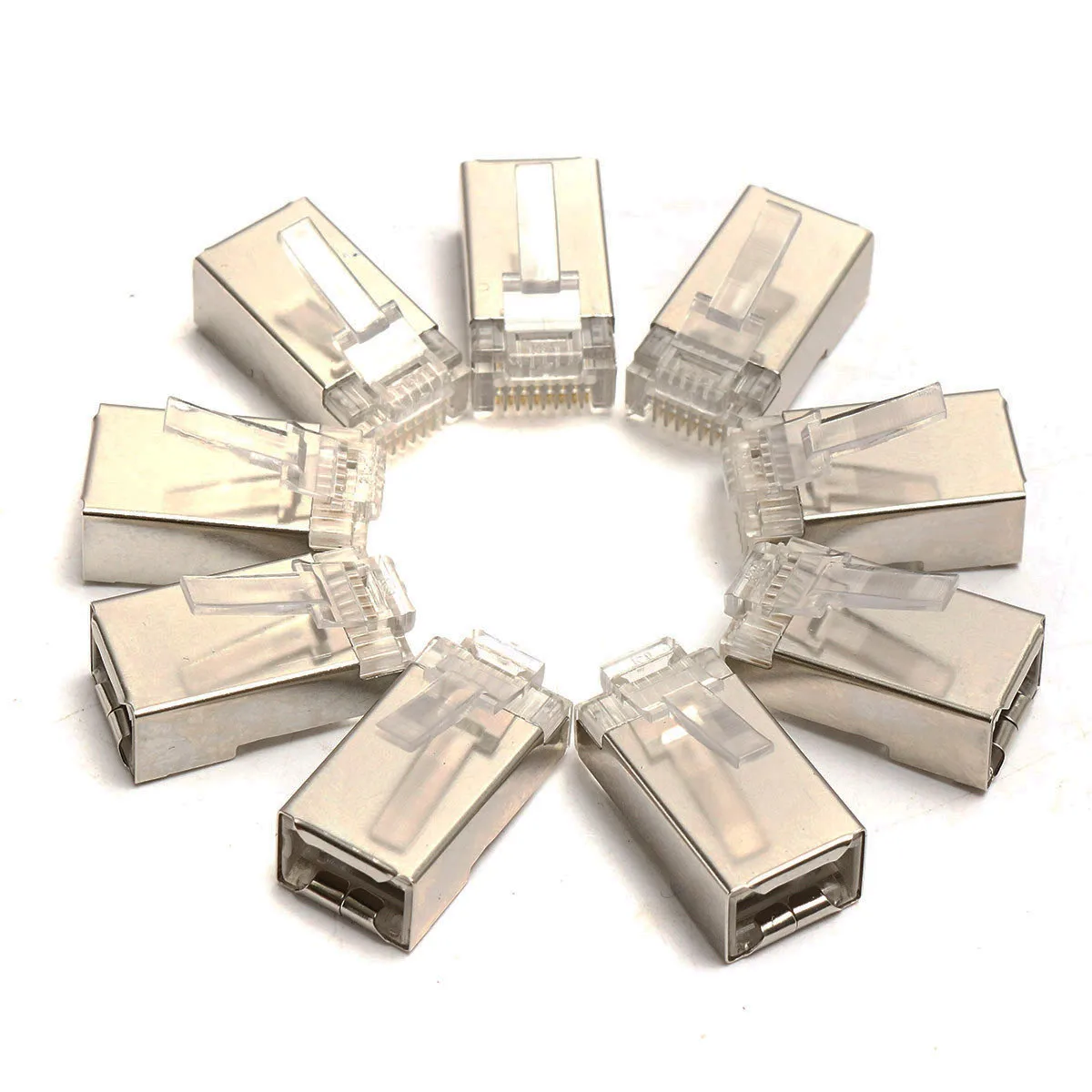 Высококачественный 50 шт. разъем RJ45 Cat6 8-контактный 8P8C экранированный многожильный обжимной модульный разъем розетки