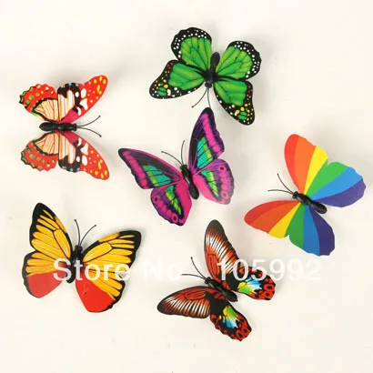 100 Pcs/lot 7X5cm Colorful Three-dimensional Simulation Butterfly Magnet Fridge Home Decoration