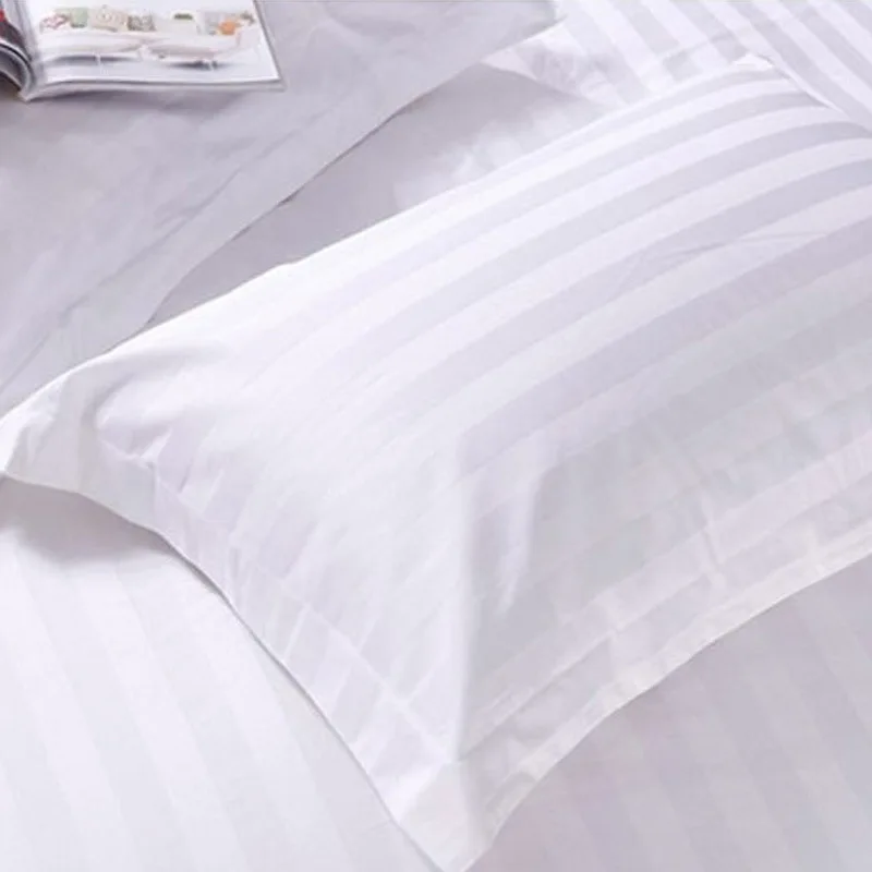 1PC Hotel White Duvet Cover Pure Stripes Hotel Duvet Covers 100% Satin Cotton Quilt Cover Top Quality Premium Bedding