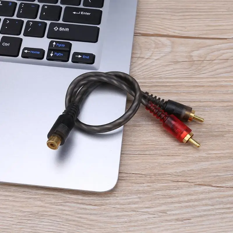 27cm 1 RCA Female to 2 RCA Male Cable RCA Hub Y Type Splitter Pure Copper Cord Wire Line for Car Audio System Subwoofer Player