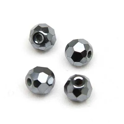 Miasol 6MM Hematite Football Faceted Round Spacers Beads For Diy Jewelry Making