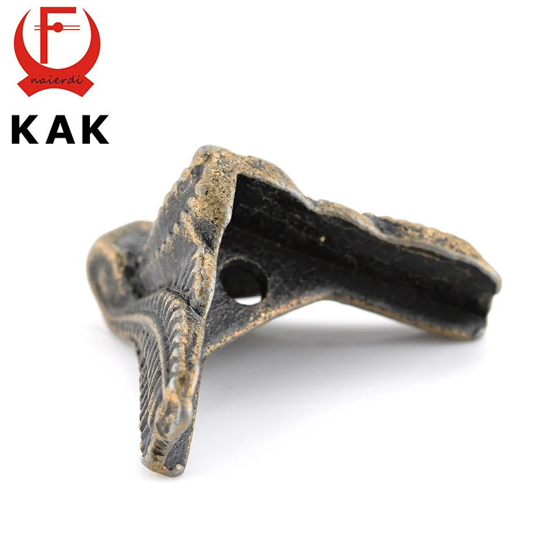 4PCS KAK Antique Corner Protector Bronze Jewelry Chest Box Wooden Case Decorative Feet Leg Metal Corner Bracket Hardware