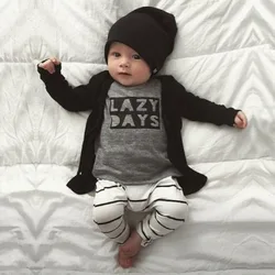 2018 Baby Clothing Set Autumn Baby Boy Clothes Fashion Cotton Long-sleeved Letter T-shirt+Pants Newborn Baby Girl Clothing Set