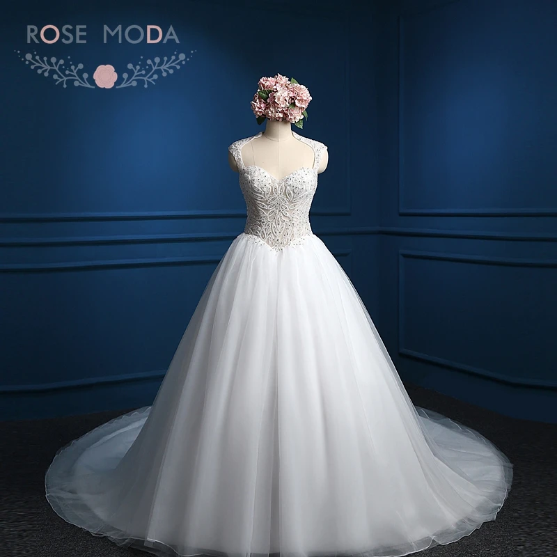 Rose Moda Luxury Heavily Beaded Princess Wedding Dresses Cathedral Train Real Photos