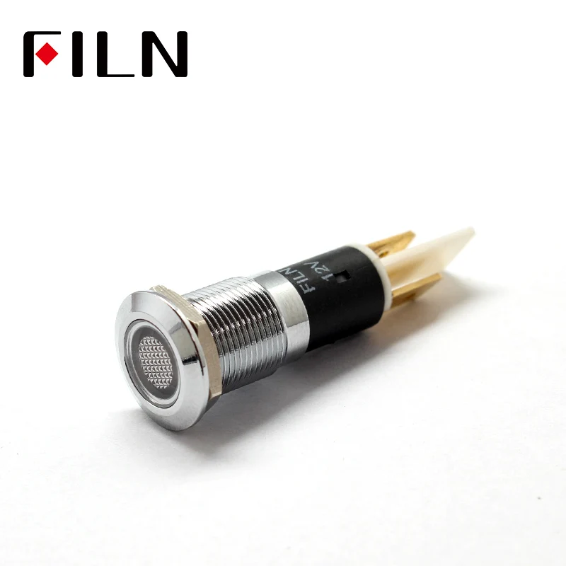 FILN 12mm 12V 24V 110V 220V Chrom Metall LED Pilotanzeige Armaturenbrett Signalanzeige Warnleuchte Auto Boot Marine mit 6,3mm Faston – Detail 7