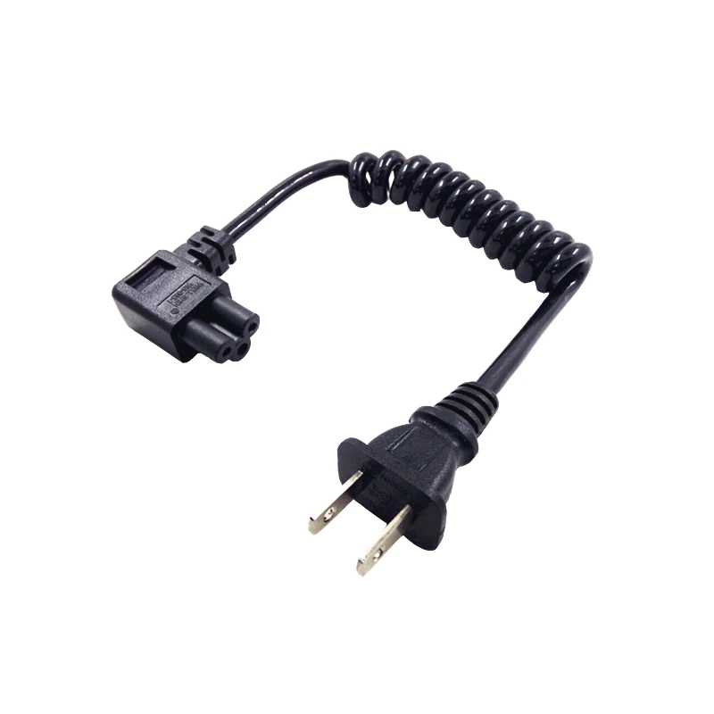 NEMA 1-15P 2pin male plug IEC 320 C5 Elbow Micky Cloverleaf Spring Retractable short AC Power cable 10-30CM For Laptop Adapter