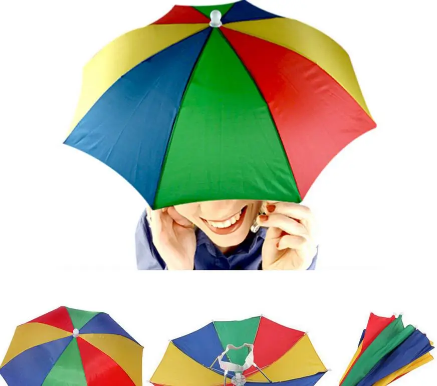 Headband Umbrella Hat Outdoor Fishing Beach Garden Sport Camping Foldable Adjustable Headwear Rain Umbrellas Cap PARTY FAVOR