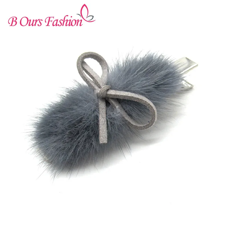  fashion fur with suede bow hairclips hairband children adult fashion hair accessories alligater