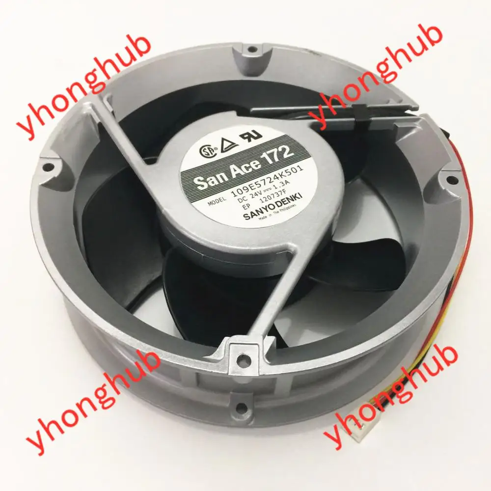 

Sanyo Denki 109E5724K501 DC 24V 1.3A 172X172X51mm 3-Wire Server Cooling Fan