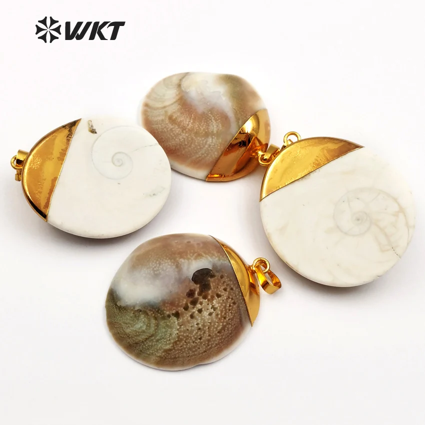 WT-JP038 2018 Newest Unique Design Wild Coast Jewelry Natural White Shell Eye Of Saint Lucia On Back Pendant For jewelry Making