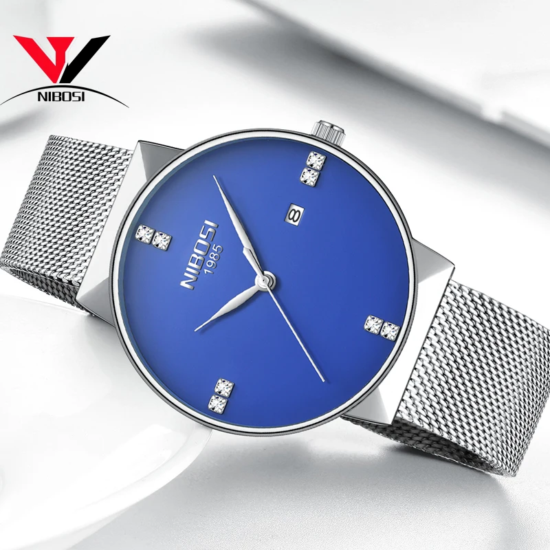 Relogio Masculino NIBOSI Men's Wrist Watches Luxury Design Quartz Watch Men Mesh Band Waterproof Mens Watches Top Brand Luxury