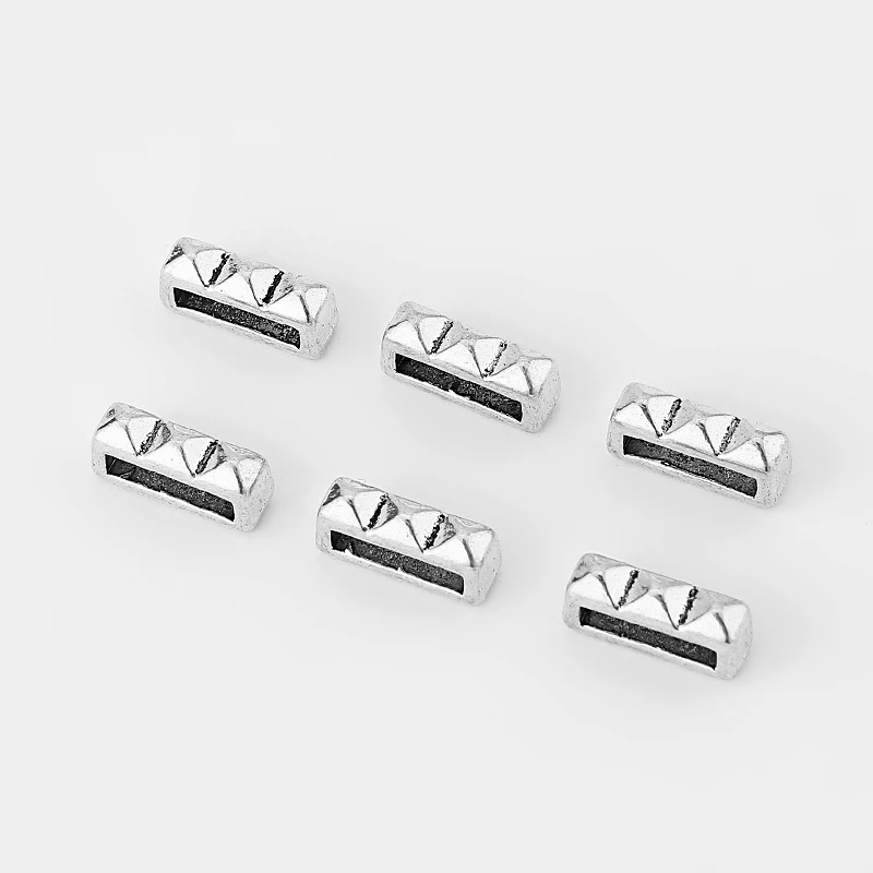 10pcs Raised Slider Spacers Charms beads For 10*2mm Flat Leather Cord diy bracelet jewelry making