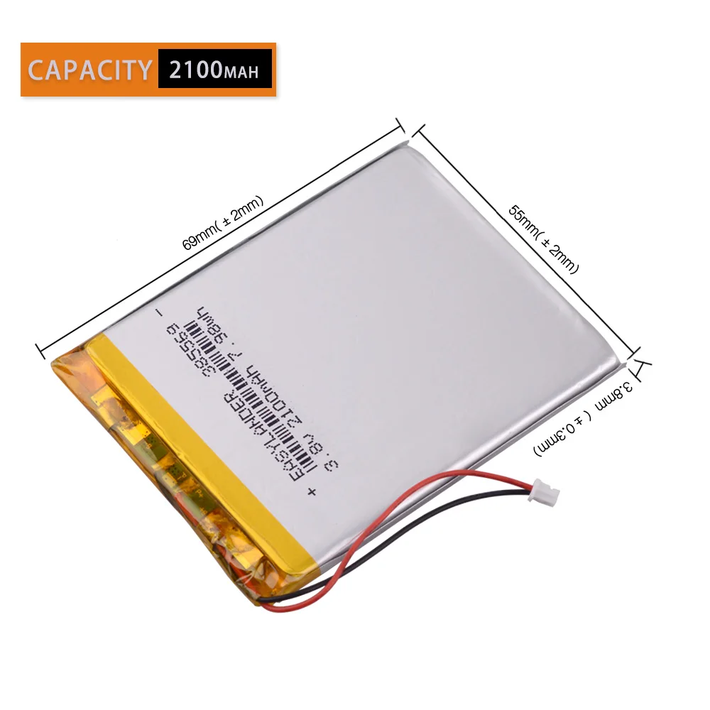 385569 3.8V 2100mAh Rechargeable Li-Polymer Li-ion Battery For GPS DVR Car recorder  phone Explay Indigo E-book 405570