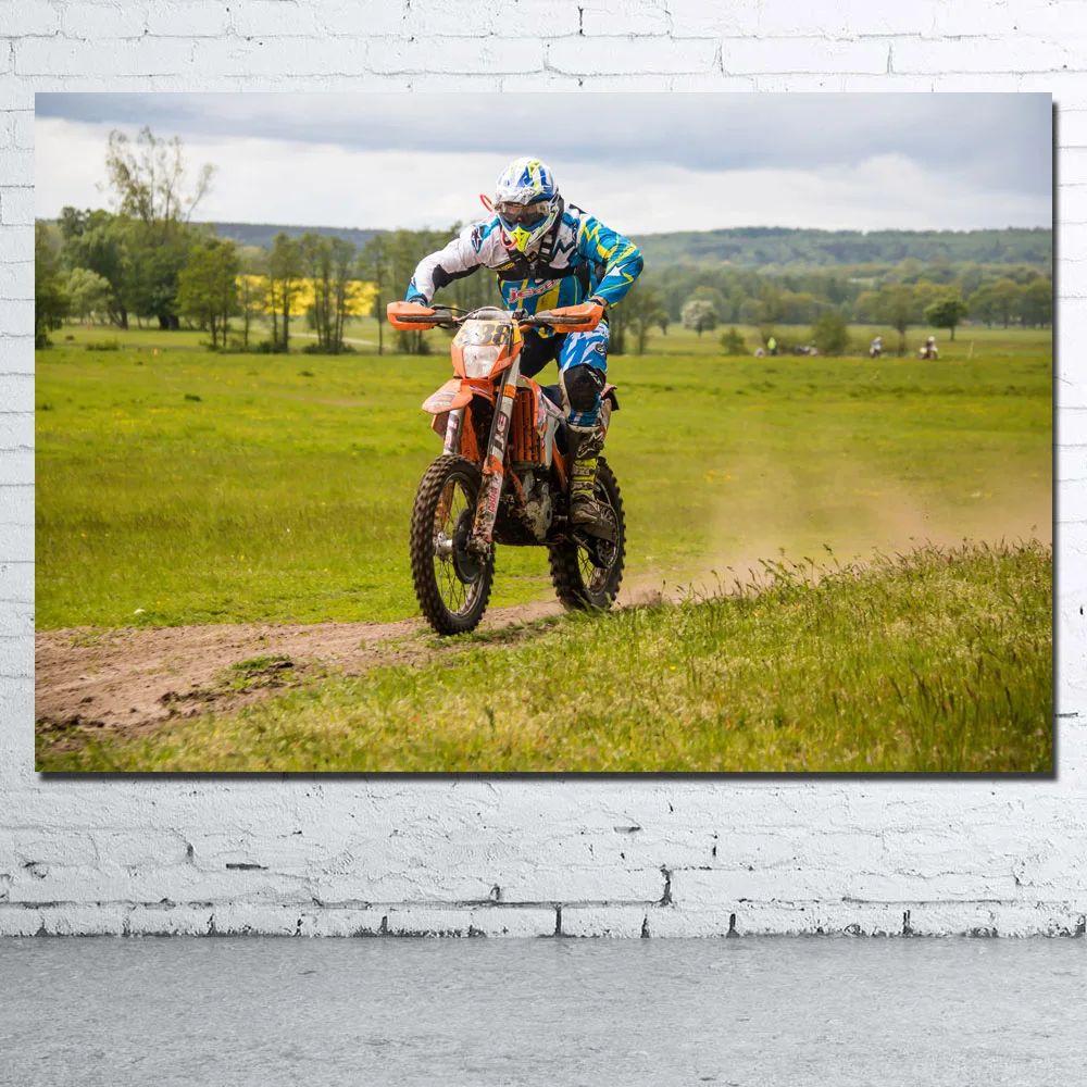 Motorcycle Canvas Painting Posters and Prints Motocross Racing Enduro Race Wall Picture Canvas Art For Home Decor