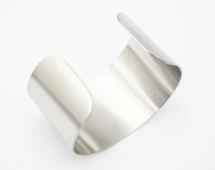 Wide Matte Silver Color Cuff Bracelet Bangle Stainless Steel Fashion Jewelry For Women Men