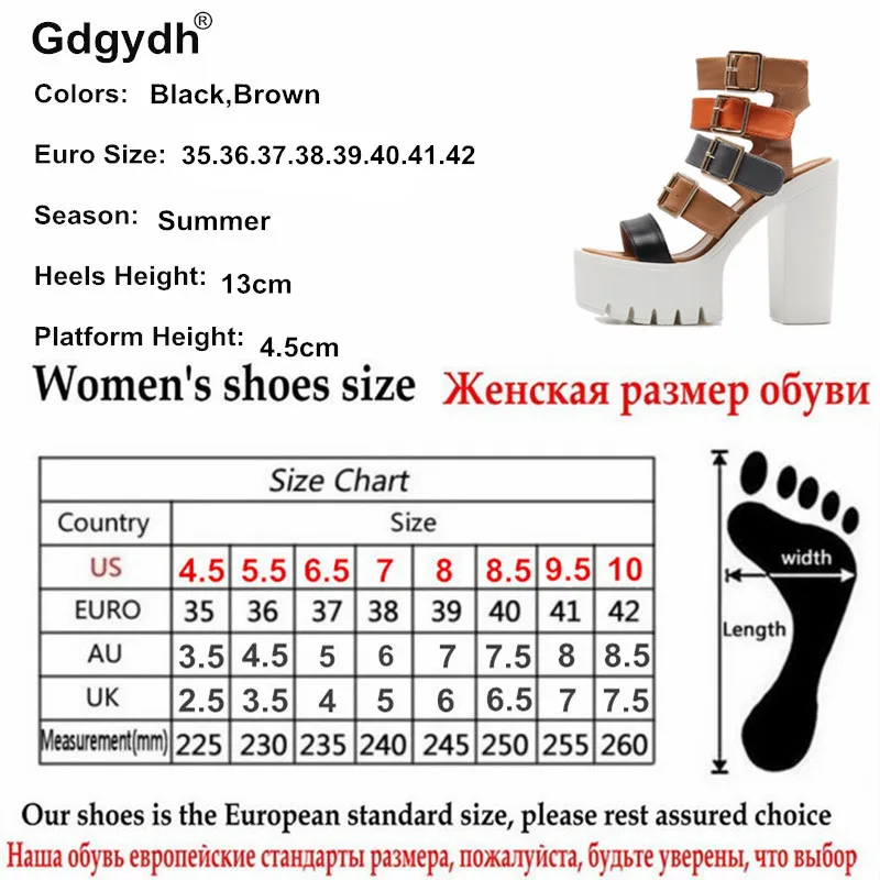 Gdgydh Frauen Sandalen High Heels Sommer Mode Knöchel Schnalle Riemen weibliche Gladiator Sandalen Plattform Schuhe Block Heels